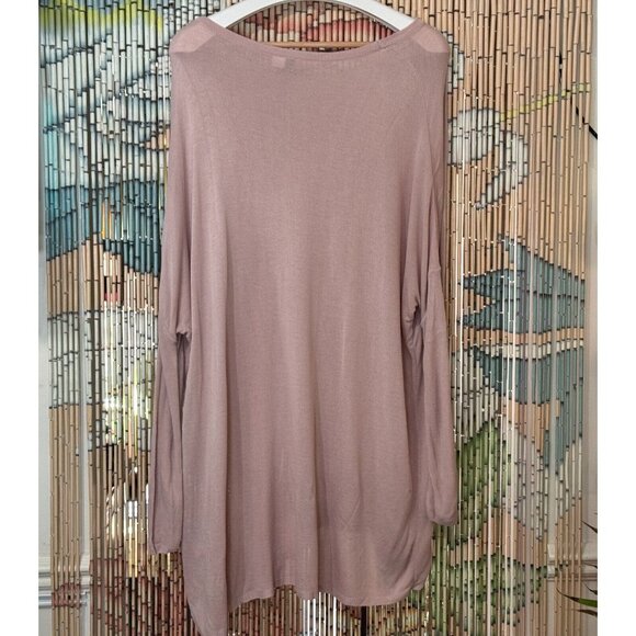 H&M Divided Round Neck Long Sleeve Knit Tunic Sweater, Blush Pink Women's 10 - Picture 2 of 11